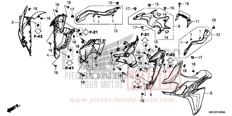 MITTLERER WINDLAUF (CRF1000A/AL/D/DL) von Africa Twin CANDY CHROMOSPHERE RED (R381) von 2018